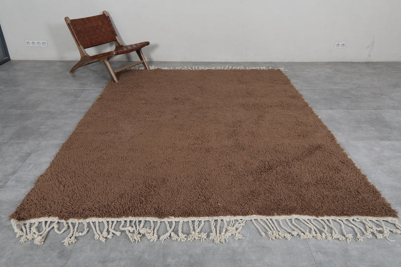 Soft Moroccan Rug 7.1 x 9 ft - Brown Shag Area Rug