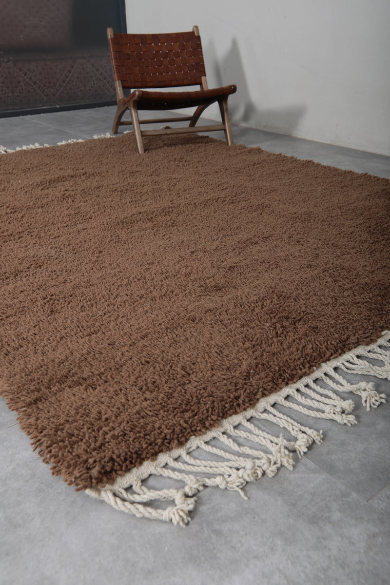 Soft Moroccan Rug 7.1 x 9 ft - Brown Shag Area Rug