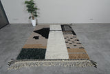 Modern Moroccan Rug - 6 x 7.9 Feet, Black & White Geometric Design | Berber Style