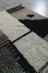 Modern Moroccan Rug - 6 x 7.9 Feet, Black & White Geometric Design | Berber Style