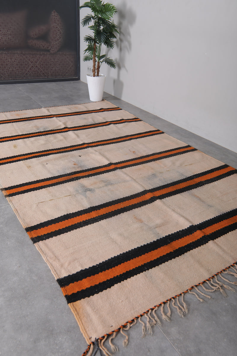 Moroccan Rug 5.6x9.2 FT - Bold Striped Handwoven Design