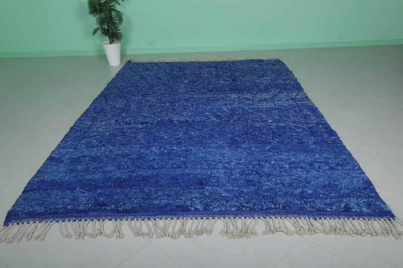 Blue Moroccan Rug - Handwoven 7.7 x 10.8 Feet | Vibrant Wool Elegance