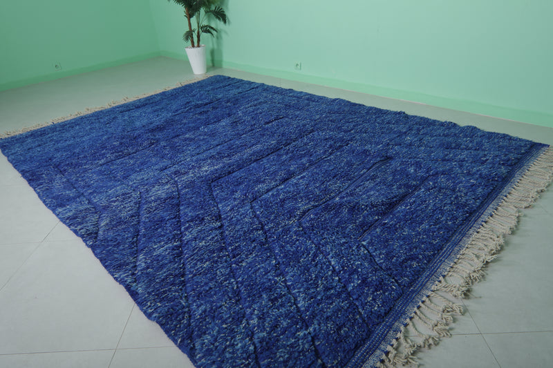 Blue Moroccan Rug - Handwoven 7.7 x 10.8 Feet | Vibrant Wool Elegance