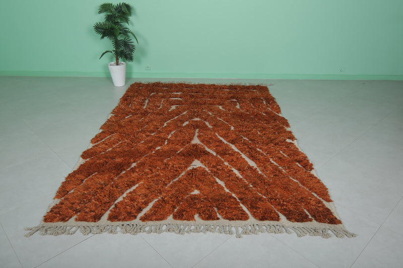 Orange Moroccan Rug - 6.5 x 9.5 Feet | Vibrant Handmade Design