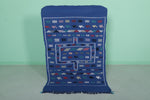 Blue vintage moroccan handwoven kilim 3.2 FT X 4.8 FT