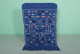 Blue vintage moroccan handwoven kilim 3.2 FT X 4.8 FT