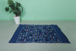 Blue vintage moroccan handwoven kilim 3.2 FT X 4.8 FT