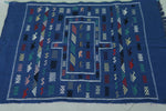 Blue vintage moroccan handwoven kilim 3.2 FT X 4.8 FT