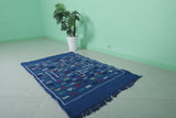 Blue vintage moroccan handwoven kilim 3.2 FT X 4.8 FT