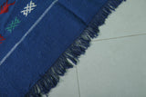 Blue vintage moroccan handwoven kilim 3.2 FT X 4.8 FT