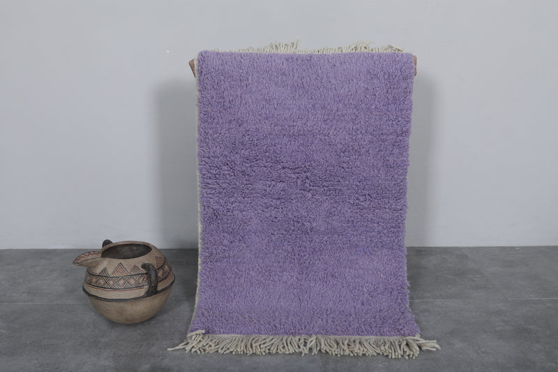 Handwoven Moroccan Wool Rug – 2x3 FT - Soft Lavender Carpet