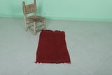 Small Berber Rug 1.7 x 3.2 ft Red Rug