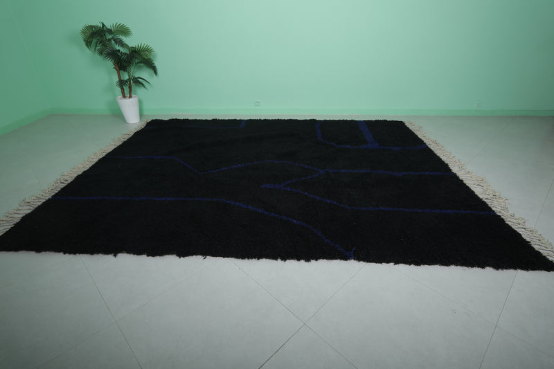 Moroccan Black Rug - Handwoven 8.2 x 10.8 Feet | Modern Wool Design