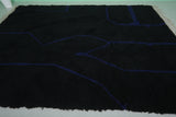 Moroccan Black Rug - Handwoven 8.2 x 10.8 Feet | Modern Wool Design