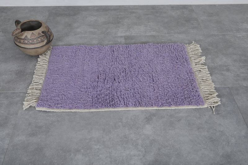 Handwoven Moroccan Wool Rug – 2x3 FT - Soft Lavender Carpet