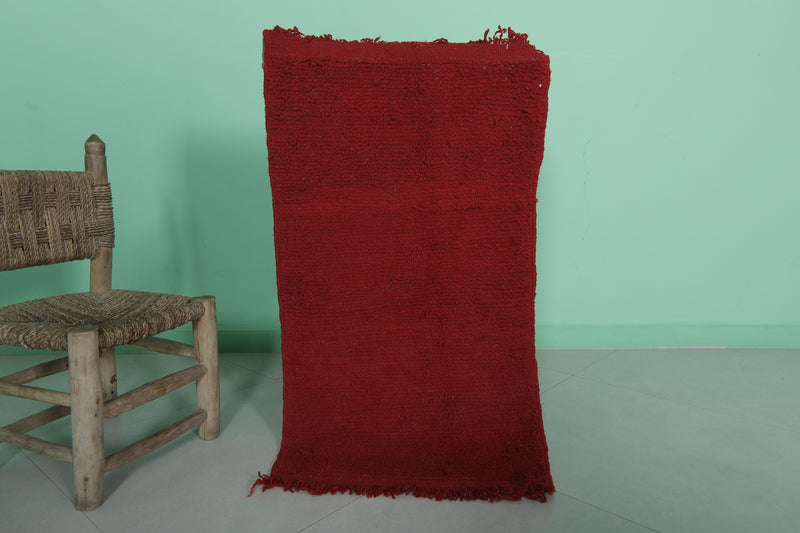 Handwoven Small Berber Rug 1.7 x 3.2 ft – Red Moroccan Wool Area Rug