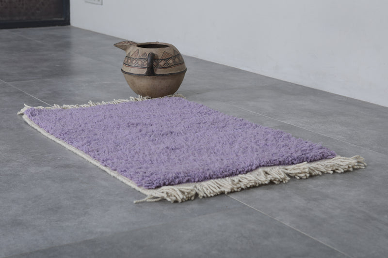 Handwoven Moroccan Wool Rug – 2x3 FT - Soft Lavender Carpet