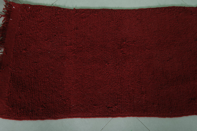 Handwoven Small Berber Rug 1.7 x 3.2 ft – Red Moroccan Wool Area Rug