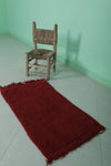 Small Berber Rug 1.7 x 3.2 ft Red Rug