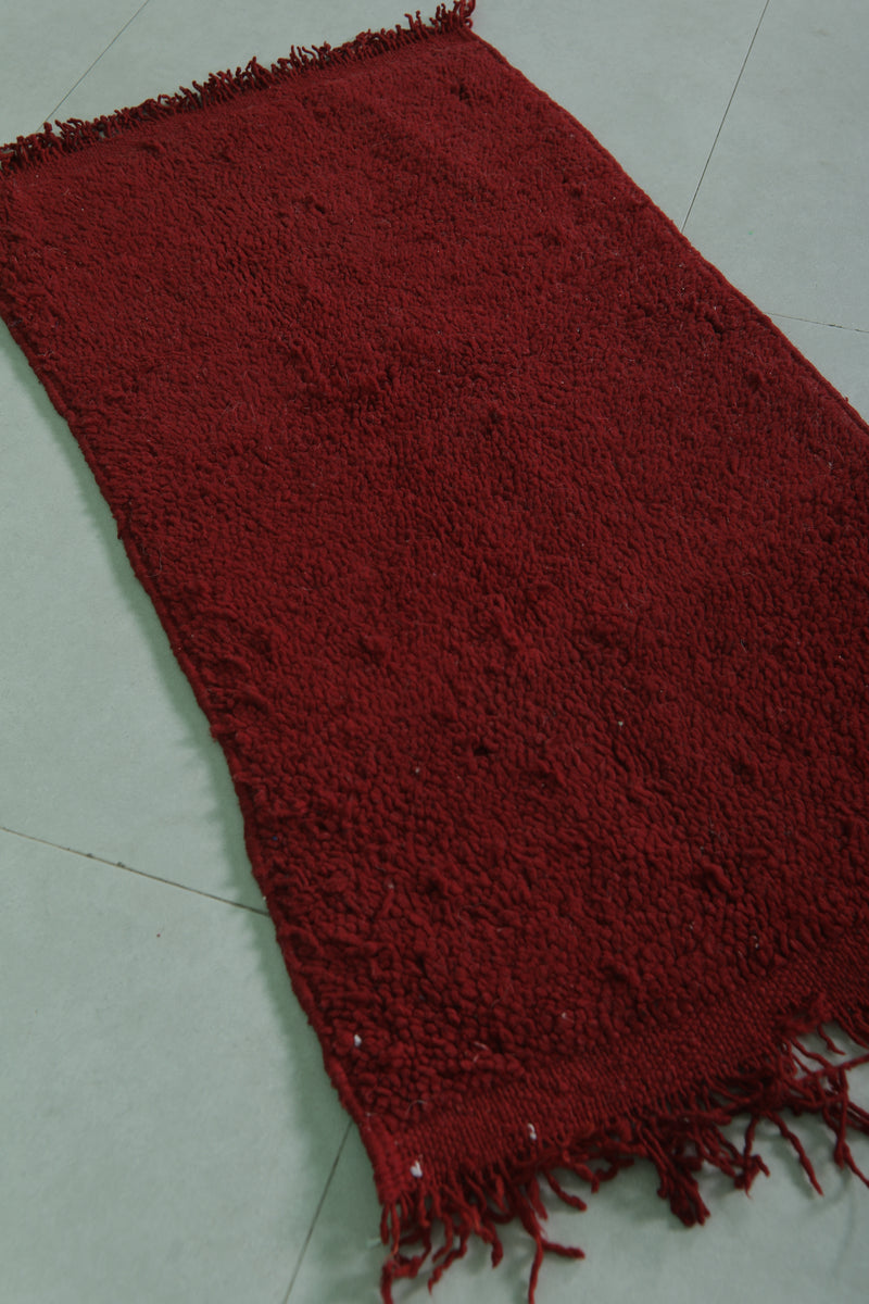 Handwoven Small Berber Rug 1.7 x 3.2 ft – Red Moroccan Wool Area Rug