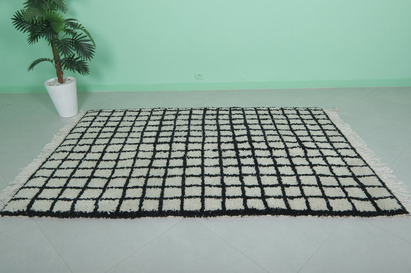 Moroccan Berber Rug - 4.6 x 7.1 Feet | Geometric Handwoven Carpet