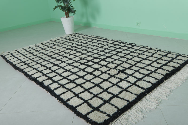 Moroccan Berber Rug - 4.6 x 7.1 Feet | Geometric Handwoven Carpet