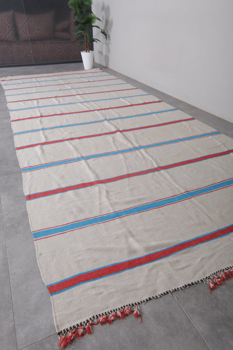 Moroccan Wool Runner Rug - 6.1 x 15.4 ft | Striped Handmade Carpet