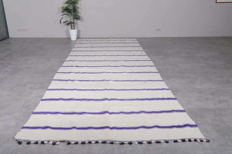 Moroccan Handmade Runner Rug - 5.7 x 16.7 ft | Purple Striped Wool Carpet