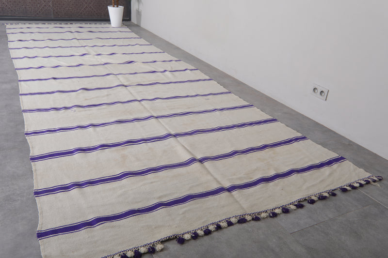 Moroccan Handmade Runner Rug - 5.7 x 16.7 ft | Purple Striped Wool Carpet