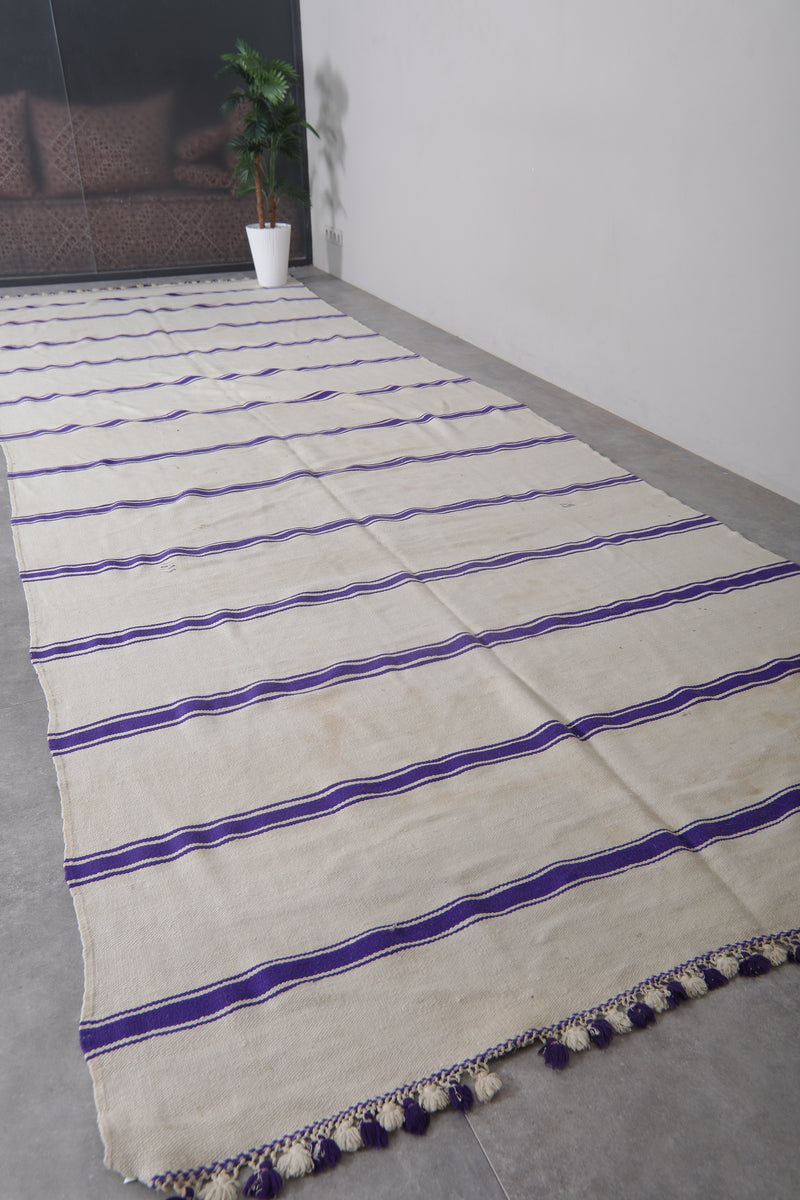 Moroccan Handmade Runner Rug - 5.7 x 16.7 ft | Purple Striped Wool Carpet