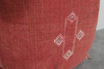 Rust Red Moroccan Sabra Pillow | 16.1x17.7 Inches Handwoven Cactus Silk