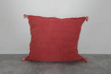 Rust Red Moroccan Sabra Pillow | 16.1x17.7 Inches Handwoven Cactus Silk