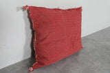 Rust Red Moroccan Sabra Pillow | 16.1x17.7 Inches Handwoven Cactus Silk