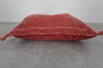 Rust Red Moroccan Sabra Pillow | 16.1x17.7 Inches Handwoven Cactus Silk