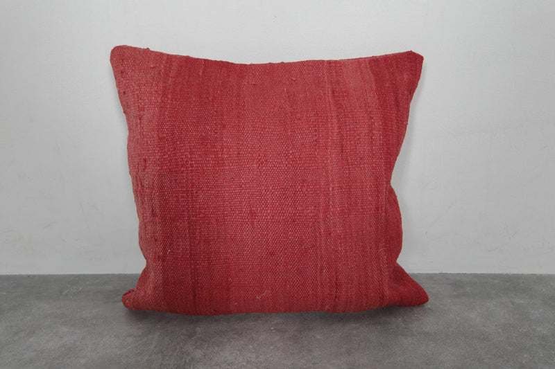 Solid Red Moroccan Pillow | 19.6x20.4 Inches Handwoven Wool - kilim pillow