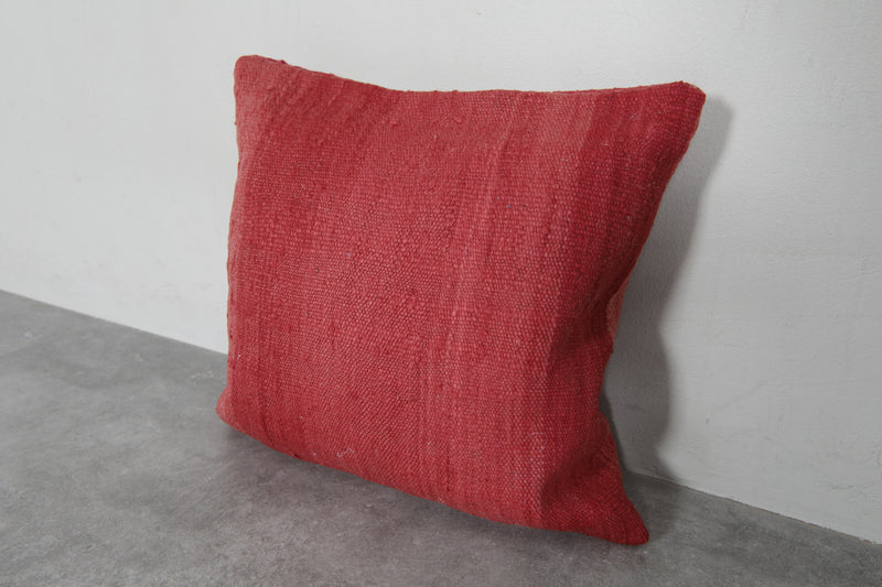 Solid Red Moroccan Pillow | 19.6x20.4 Inches Handwoven Wool - kilim pillow