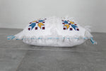 Handwoven Moroccan Pillow | 12.9x14.1 Inches White with Embroidered Patterns