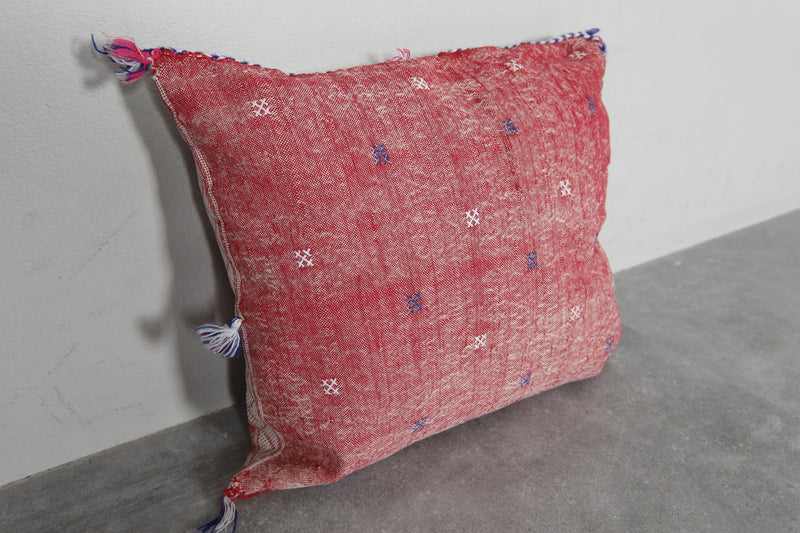 Handwoven Moroccan Pillow | 15.7x18.1 Inches Multicolored Tribal Design - kilim pillow