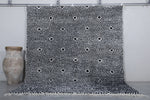 Handwoven Black and White Moroccan Rug - 8.4 x 10.4 ft | Bold Geometric Design