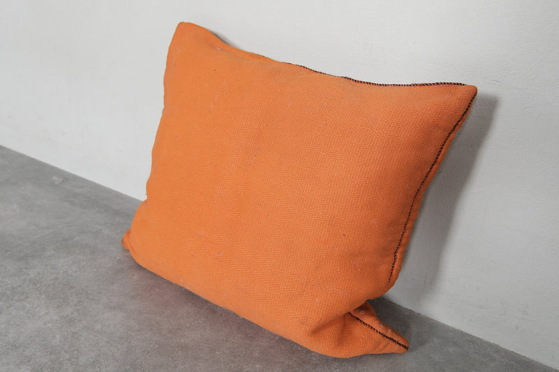 Bright Orange Moroccan Pillow | 20x22.4 Inches Solid Boho Decor - kilim pillow