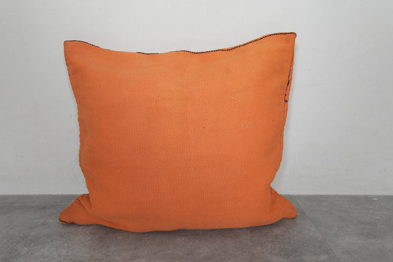 Bright Orange Moroccan Pillow | 20x22.4 Inches Solid Boho Decor - kilim pillow