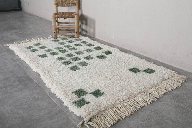 Green Pattern Beni Ourain Rug - 2.8 x 5 Feet | Handmade Moroccan Rug