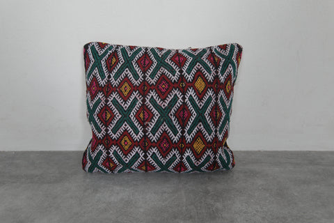 Moroccan Kilim Pillow | 14.9x16.1 Inches Multicolored Geometric Design