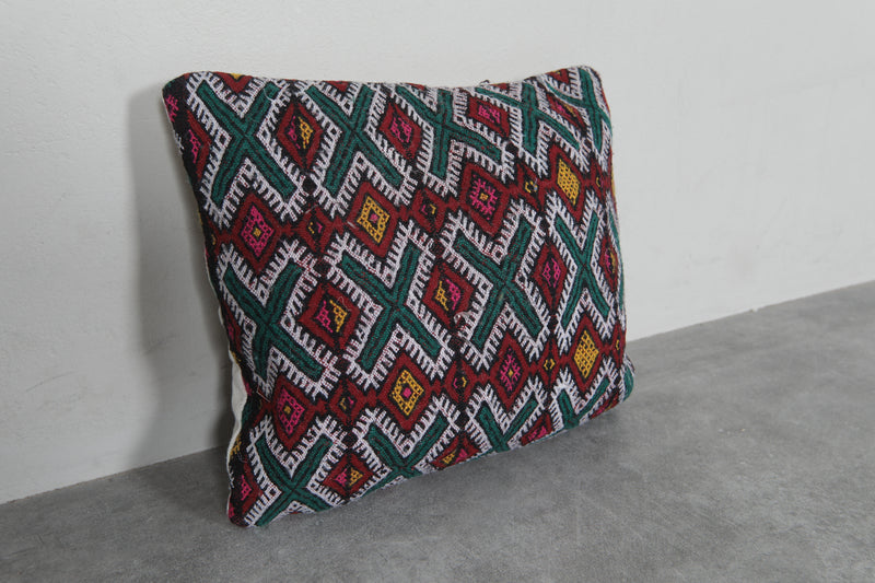 Moroccan Kilim Pillow | 14.9x16.1 Inches Multicolored Geometric Design - kilim pillow