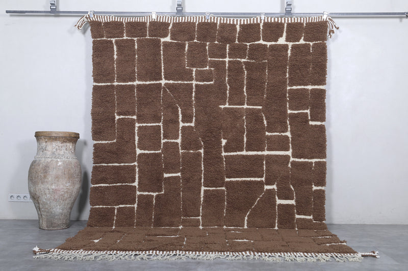 Brown Moroccan rug - Contemporary rug - Custom Wool rug