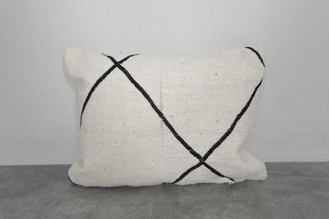 Minimalist Moroccan Pillow | 15.3x19.2 Inches White with Black Lines