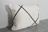 Minimalist Moroccan Pillow | 15.3x19.2 Inches White with Black Lines