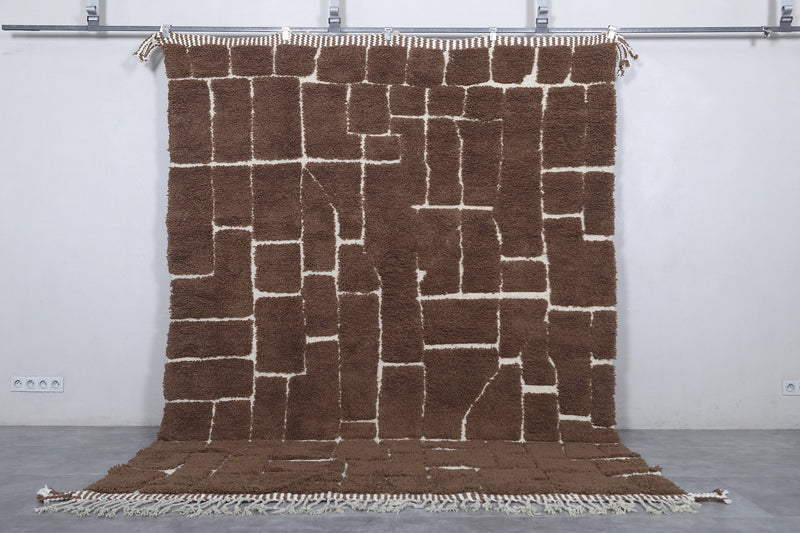 Brown Moroccan rug - Contemporary rug - Custom Wool rug