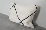 Minimalist Moroccan Pillow | 15.3x19.2 Inches White with Black Lines