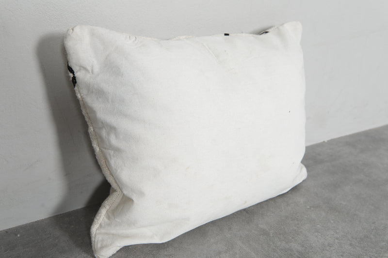 Minimalist Moroccan Pillow | 15.3x19.2 Inches White with Black Lines - kilim pillow